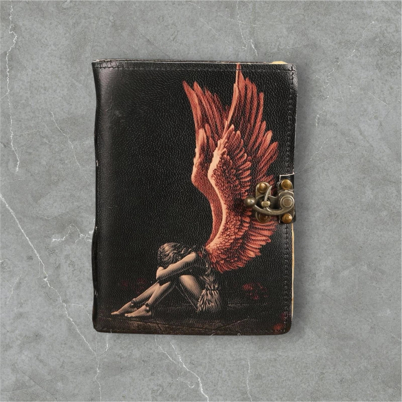 ENNAKKOMYYNNISSÄ! Vintage Leather Journal Notebook Nahkainen Päiväkirja Angel | MNM HANDICRAFTS
