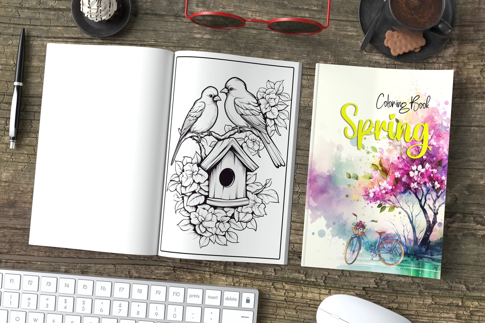 Värityskirja Kevät - Coloring Book Spring 40 värityskuvaa | Yanican Color