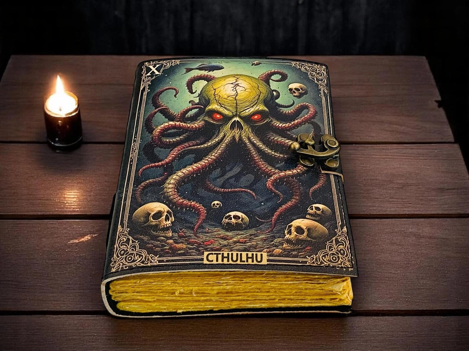 Vintage Leather Journal Notebook Nahkainen Päiväkirja Cthulhu Octopus | MNM HANDICRAFTS