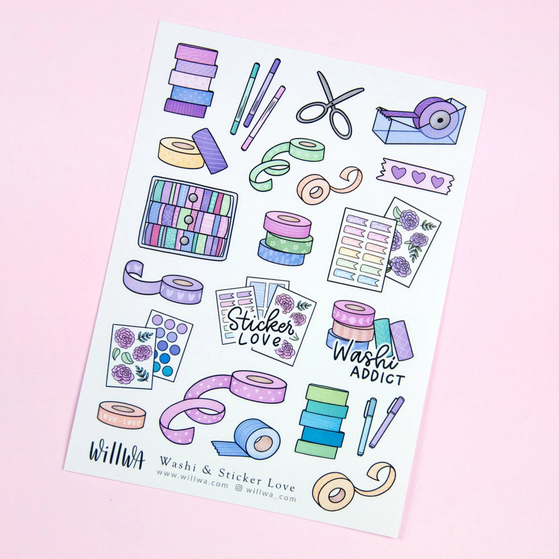 Tarra-arkki A6 Washi & Sticker Love | Willwa