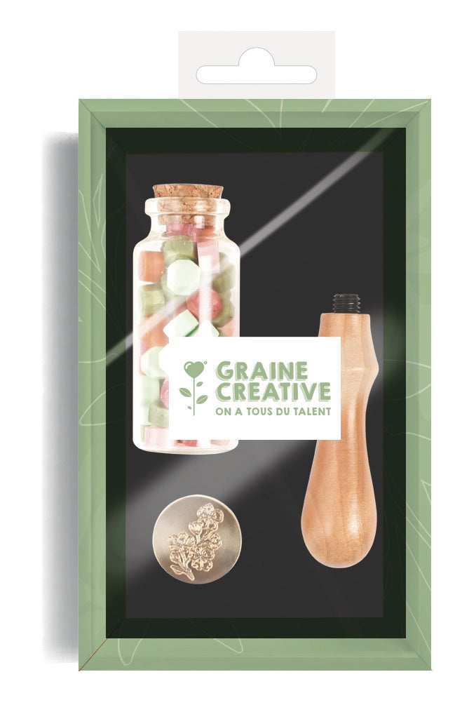 Vahasinettisetti, vahasinettinapit & vahasinetti leimasin, Vihreä | Graine Créative