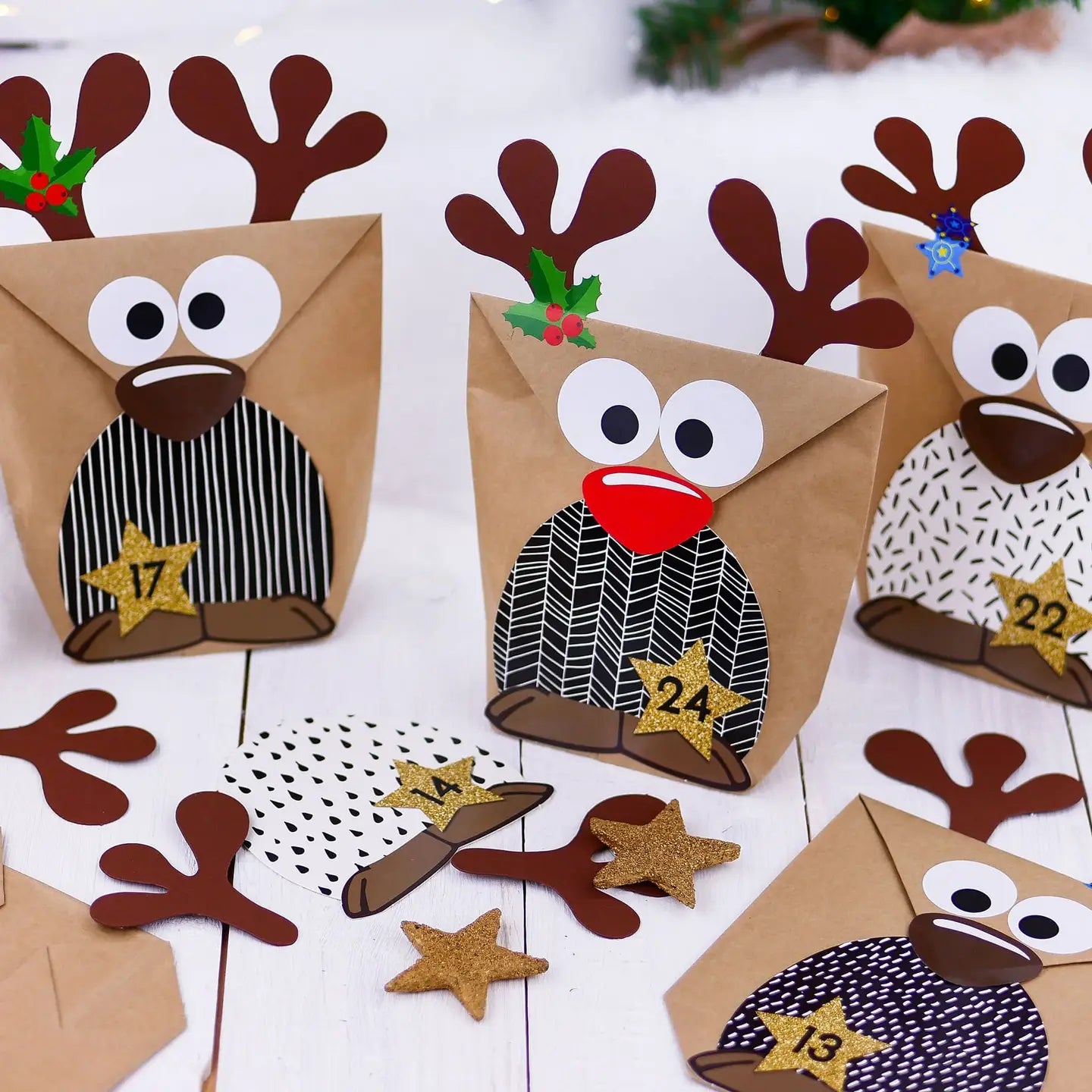 DIY Joulukalenteri 24 pussukkaa yllätyksille Petteri Punakuono | Papierdrachen