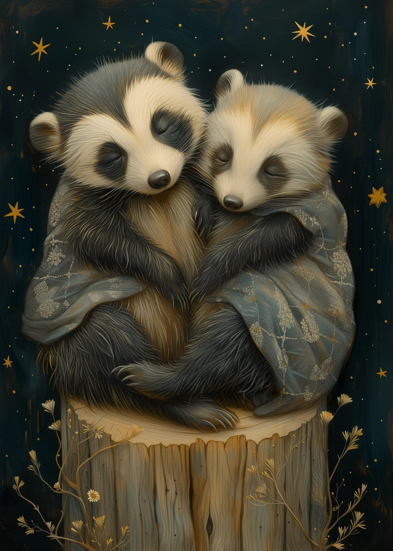Postcard Hugging Raccoons | Fripperies, A6