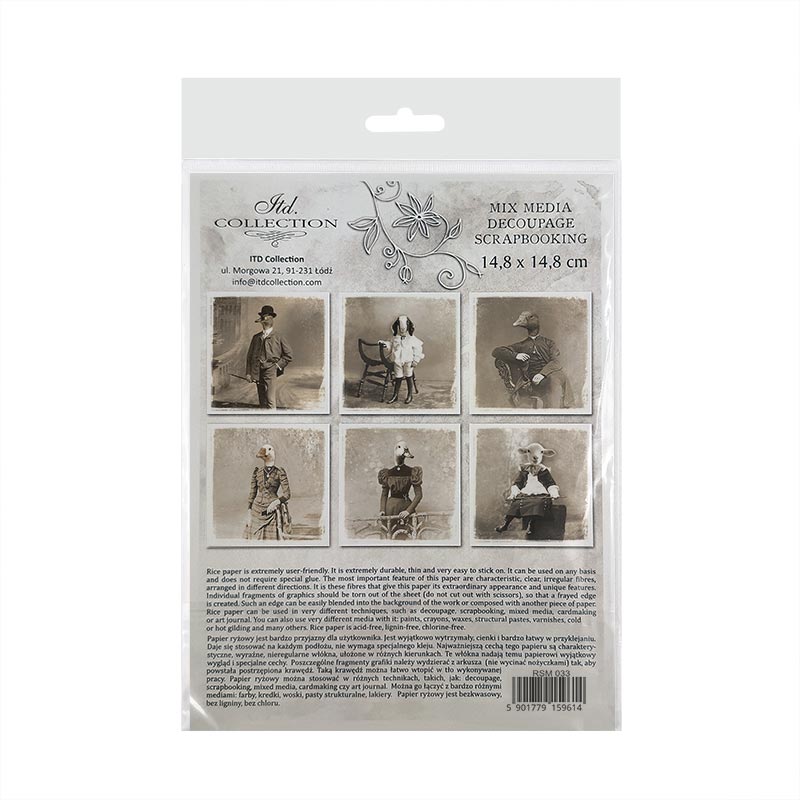 Riisipaperisetti Retro Animals 15 x 15cm | ITD Collection