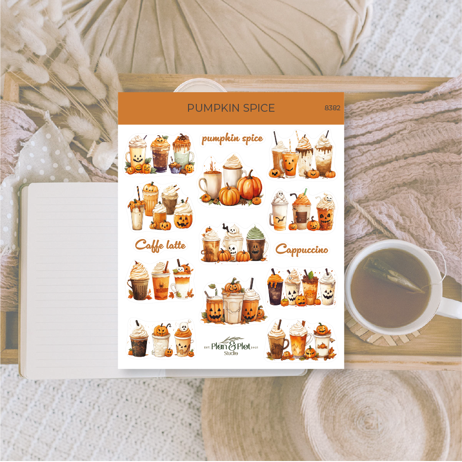 Pieni tarra-arkki Pumpkin Spice, läpinäkyvä | Plan & Plot Studio