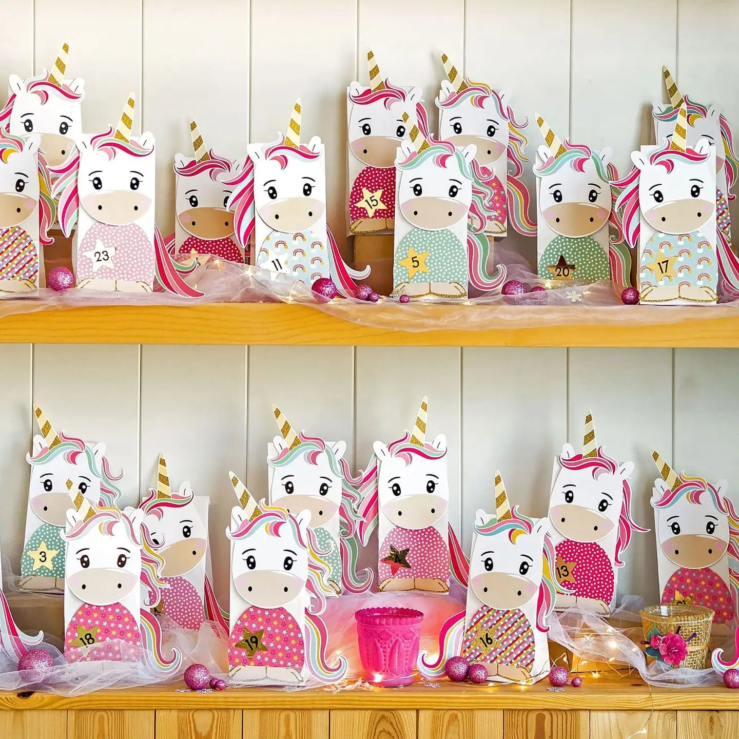 DIY Advent Calendar 24 Surprise Bags Unicorns | Papierdrachen