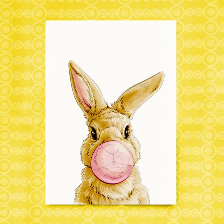 Postikortti Bunny with Bubble Gum | Firlefanz Design