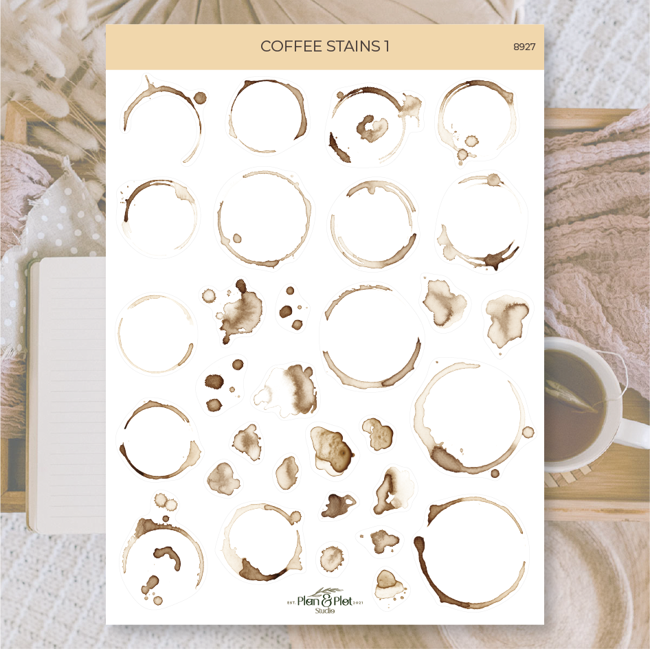 Sticker sheet Coffee Stains transparent | Plan & Plot Studio