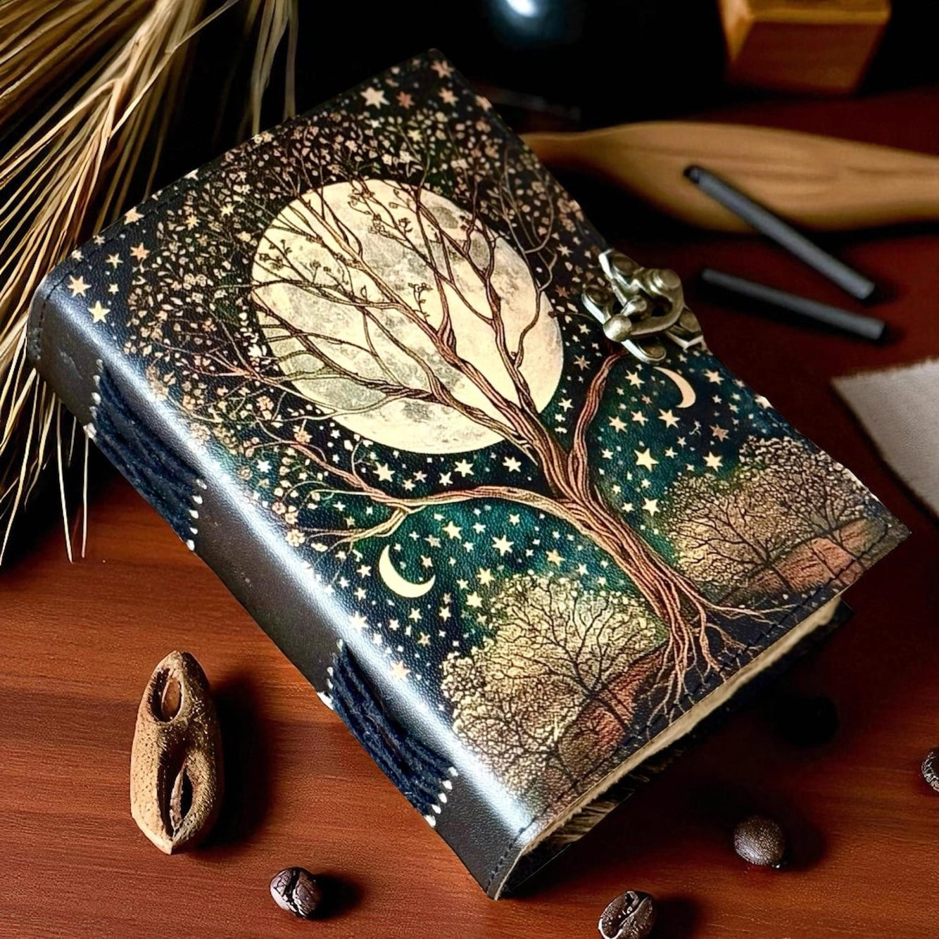 Vintage Leather Journal Notebook Nahkainen Päiväkirja Tree of Life 3 | MNM HANDICRAFTS