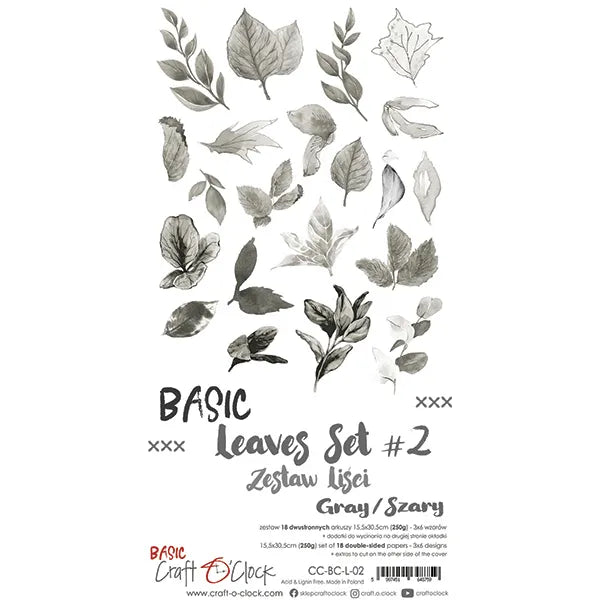 Paperikko Basic Leaves Set 2 Gray 15x30 cm | Craft O'Clock