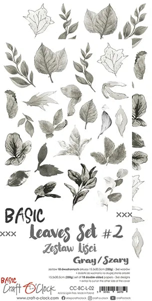 Paperikko Basic Leaves Set 2 Gray 15x30 cm | Craft O'Clock