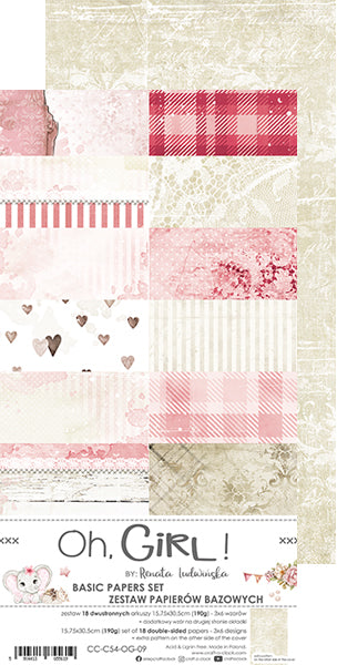 Paper bag Oh, Girl Basic Papers Set 15 x30 cm | Craft O'Clock