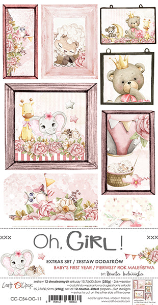 Paper bag Oh, Girl Extras papers Baby's First Year 15 x30 cm | Craft O'Clock