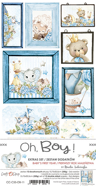 Paper bag Oh, Boy Extras papers Baby's First Year 15 x30 cm | Craft O'Clock