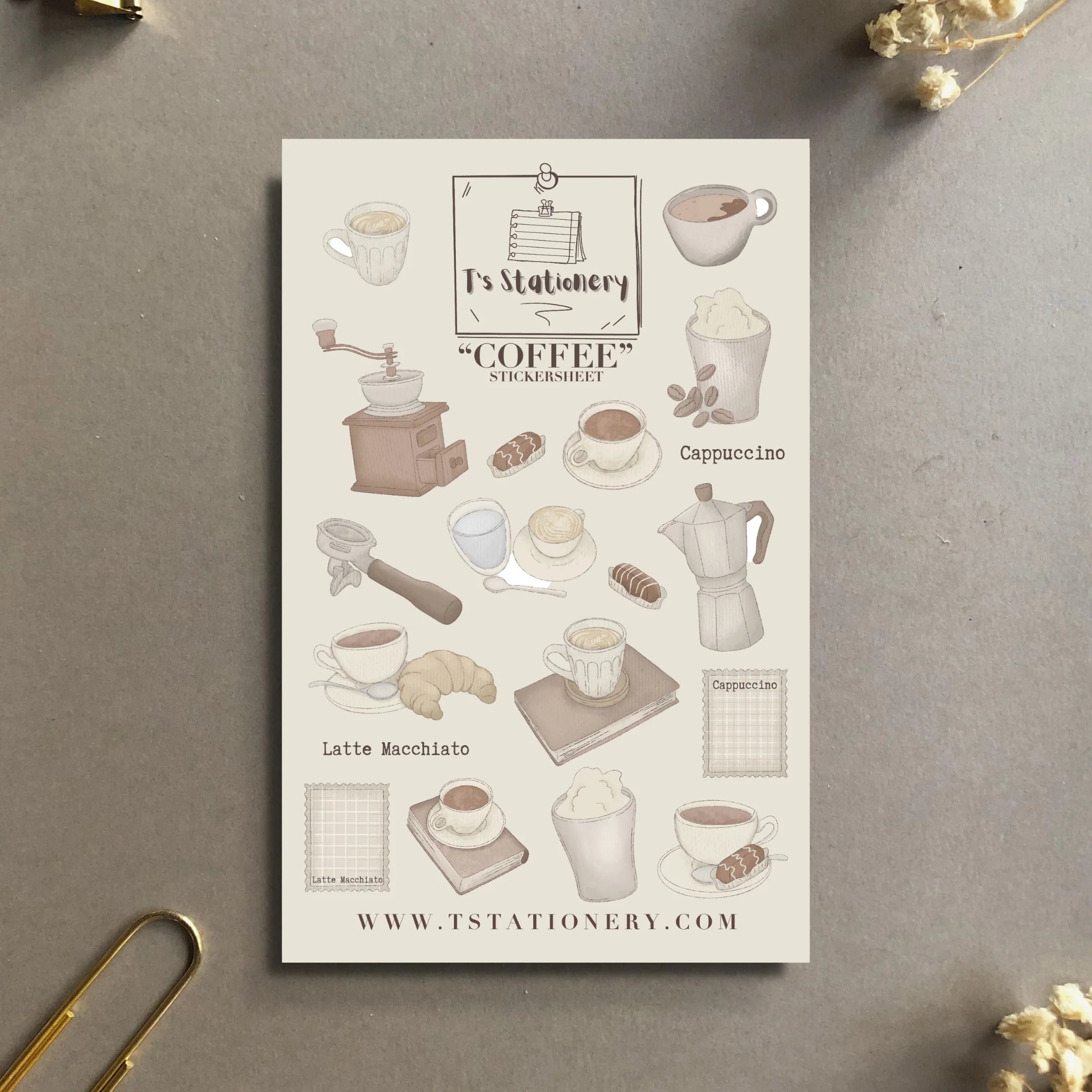 Sticker sheet Coffee | T's Stationery