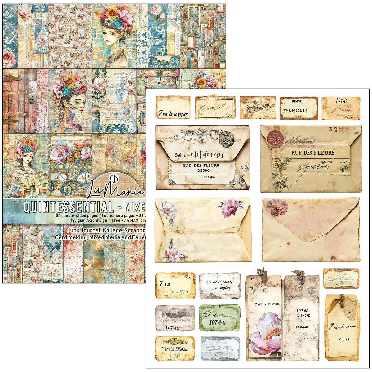 Askartelukirja A4 Mixed Media Book - Quintessential | Ciao Bella