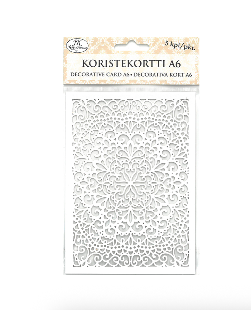 Decorative card A6 Lace white 5pcs | JK Primeco