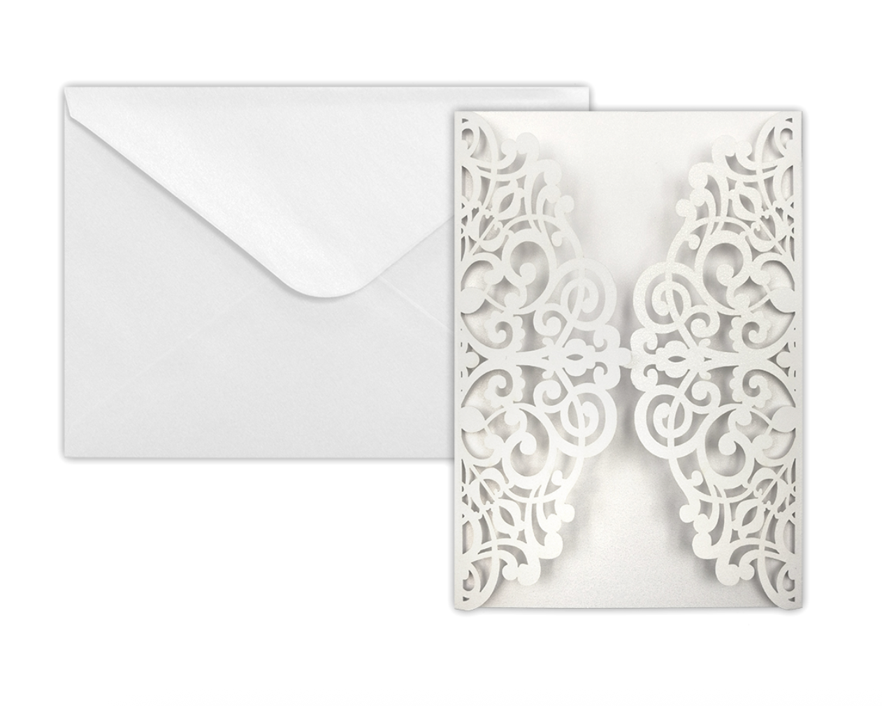 Korttipohja + kirjekuori Deco helmiäisvalkoinen 5kpl+5kpl | JK Primeco