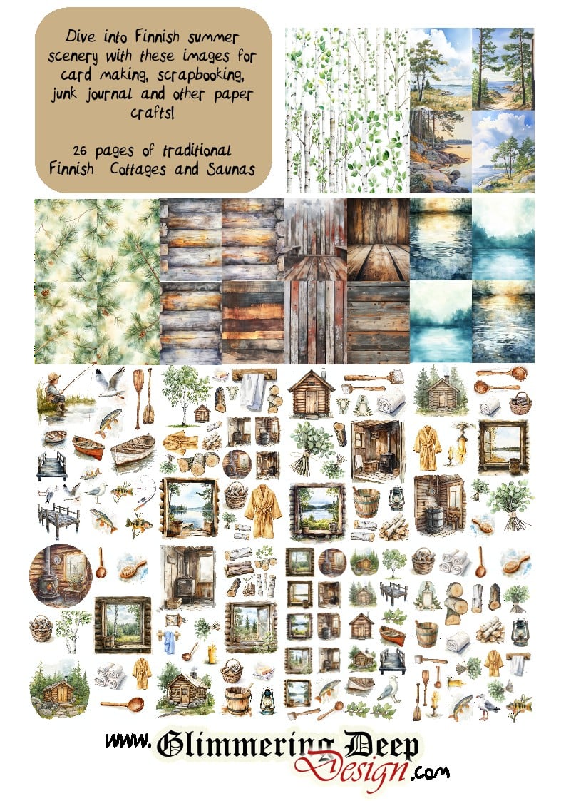 Askartelukirja Cottages & Saunas A4 | Glimmering Deep