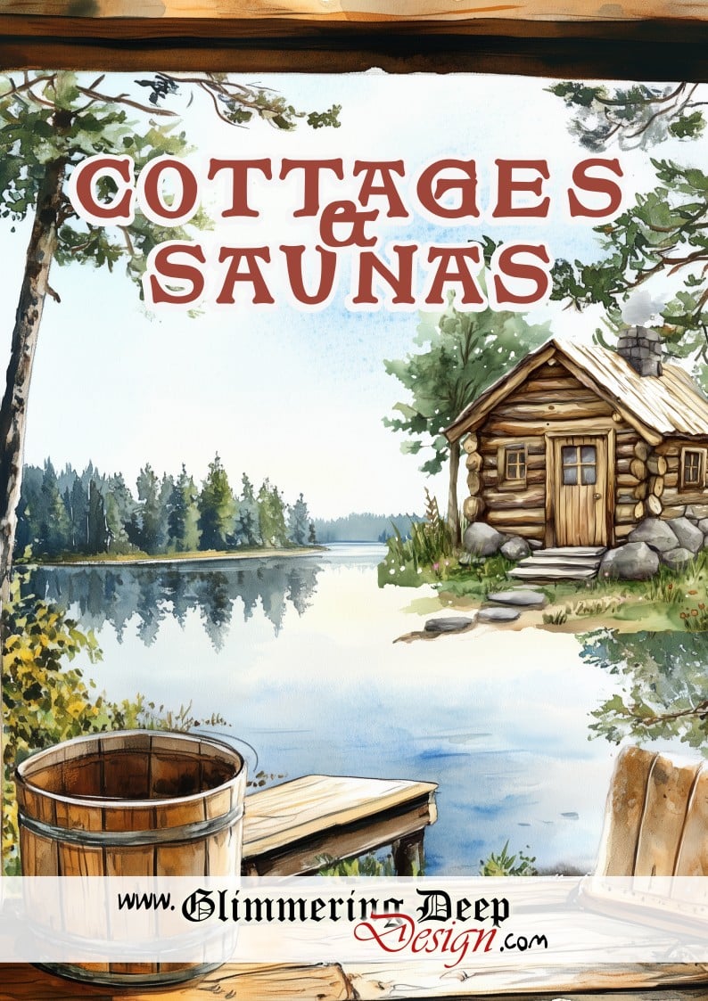Askartelukirja Cottages & Saunas A4 | Glimmering Deep