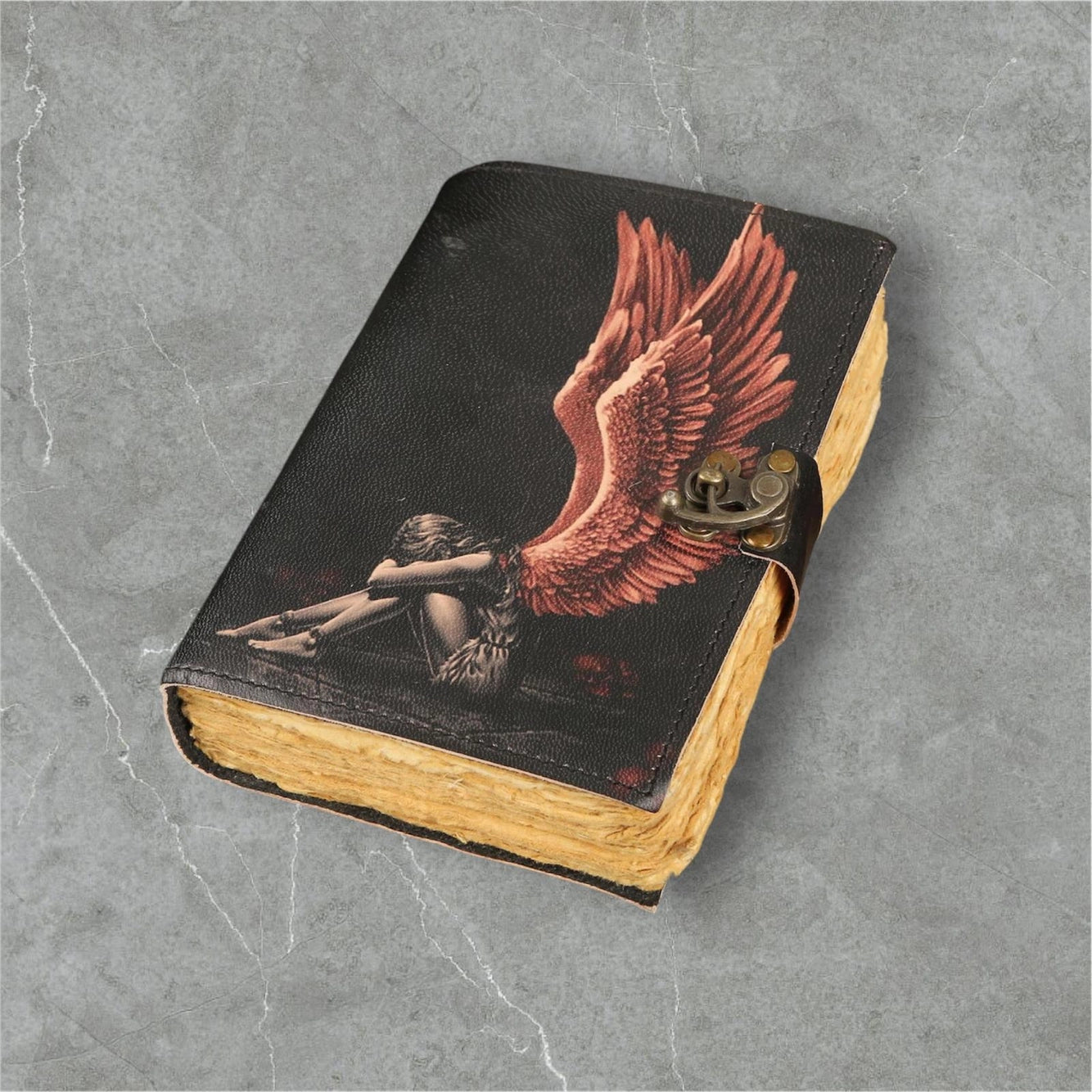 ENNAKKOMYYNNISSÄ! Vintage Leather Journal Notebook Nahkainen Päiväkirja Angel | MNM HANDICRAFTS