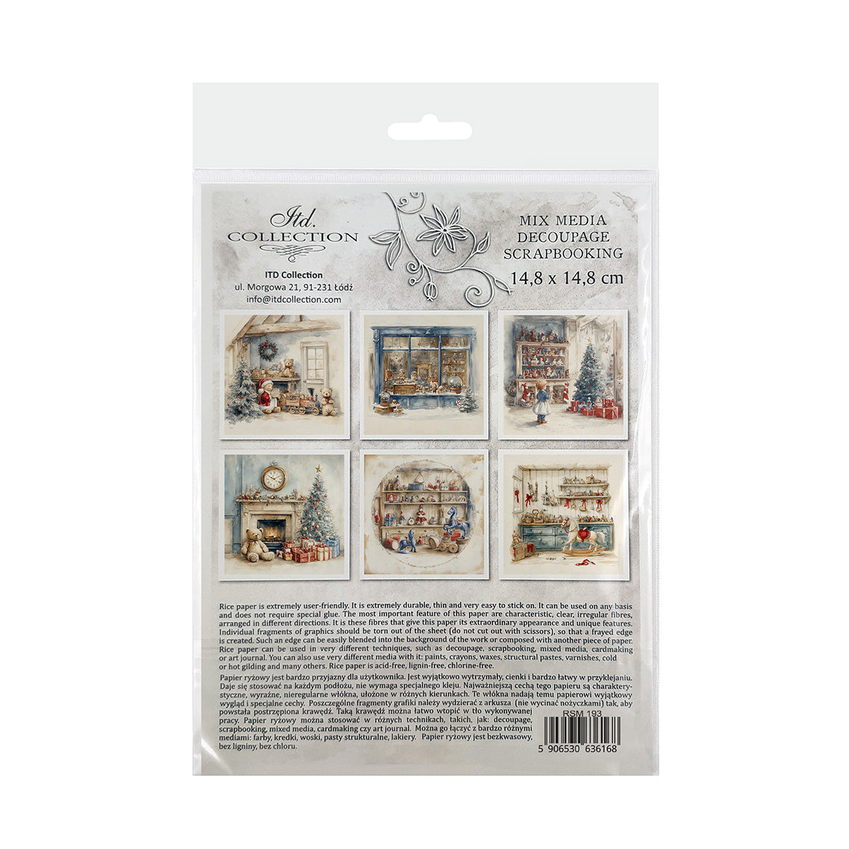 Riisipaperisetti Teddy Bear 15 x 15cm | ITD Collection