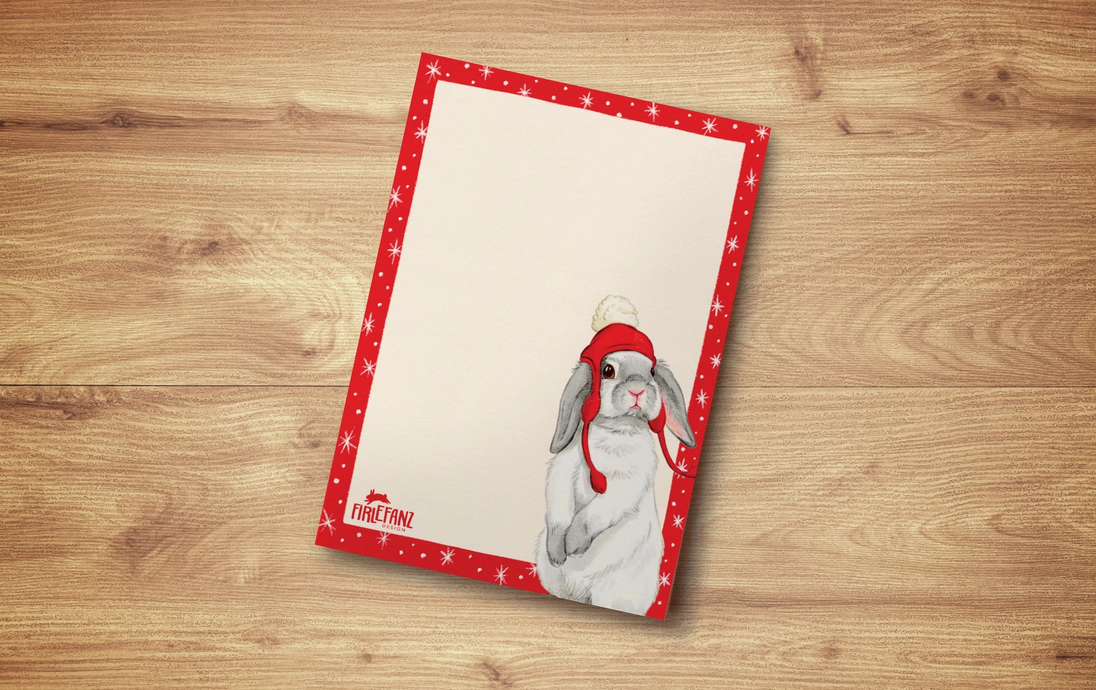 Pieni muistio Bunny with Red Bobble Hat | Firlefanz Design