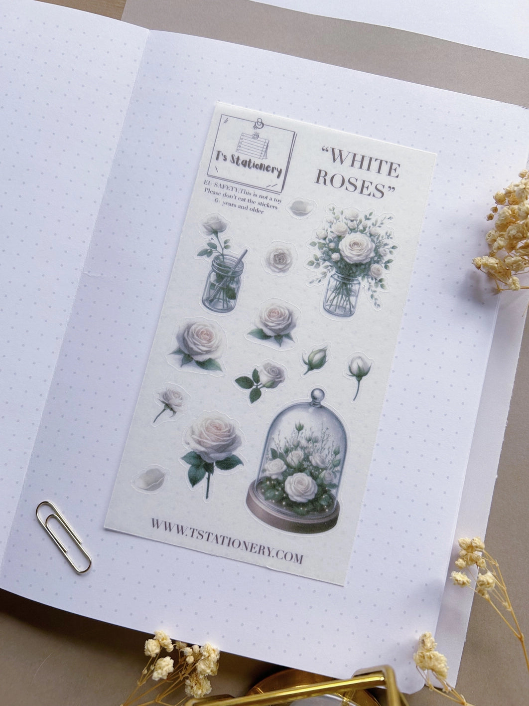 Sticker sheet washi stickers Romantic Peonies | T's Stationery