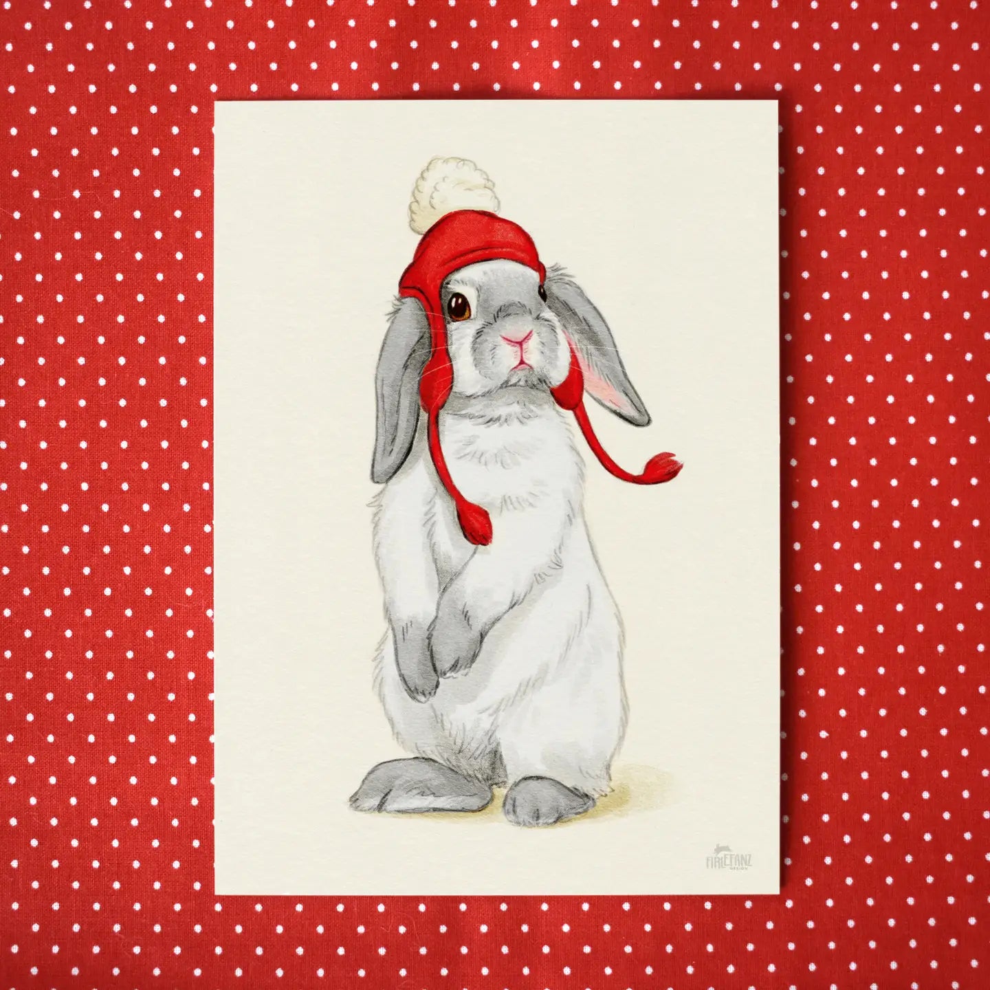 Postikortti Bunny with Woolly Hat | Firlefanz Design