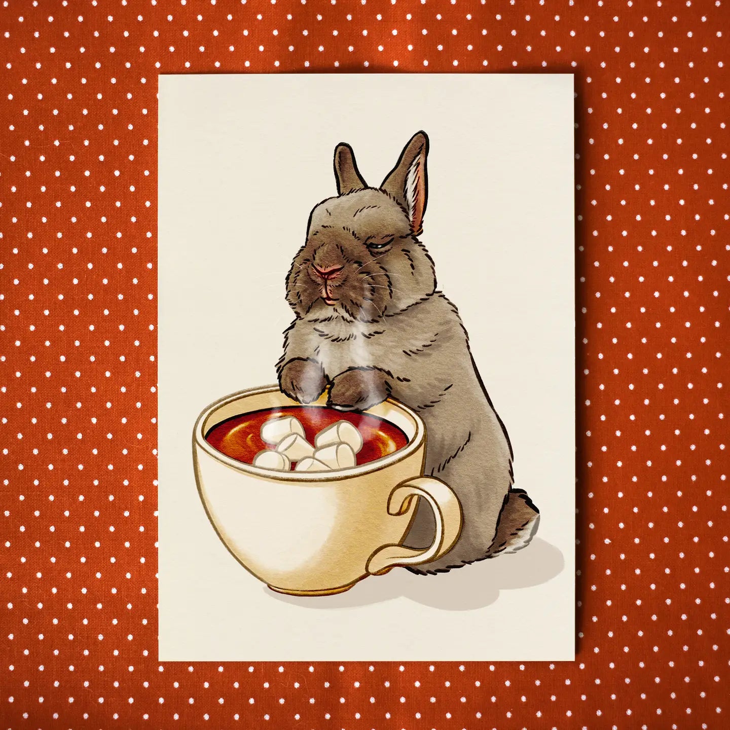 Postikortti Bunny with Hot Chocolate | Firlefanz Design