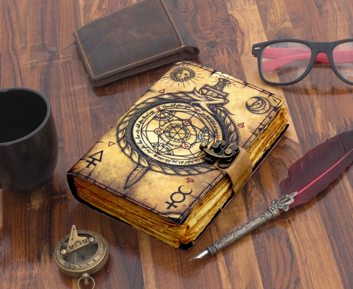 Vintage Leather Journal Notebook Leather Diary Compass | Craft Junky Store