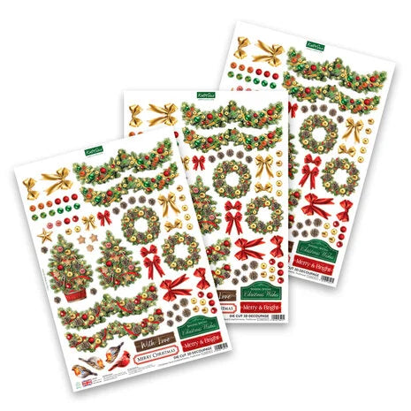 3D paperiaskarteluun Christmas Floral Die Cut Decoupage | Katy Sue Designs