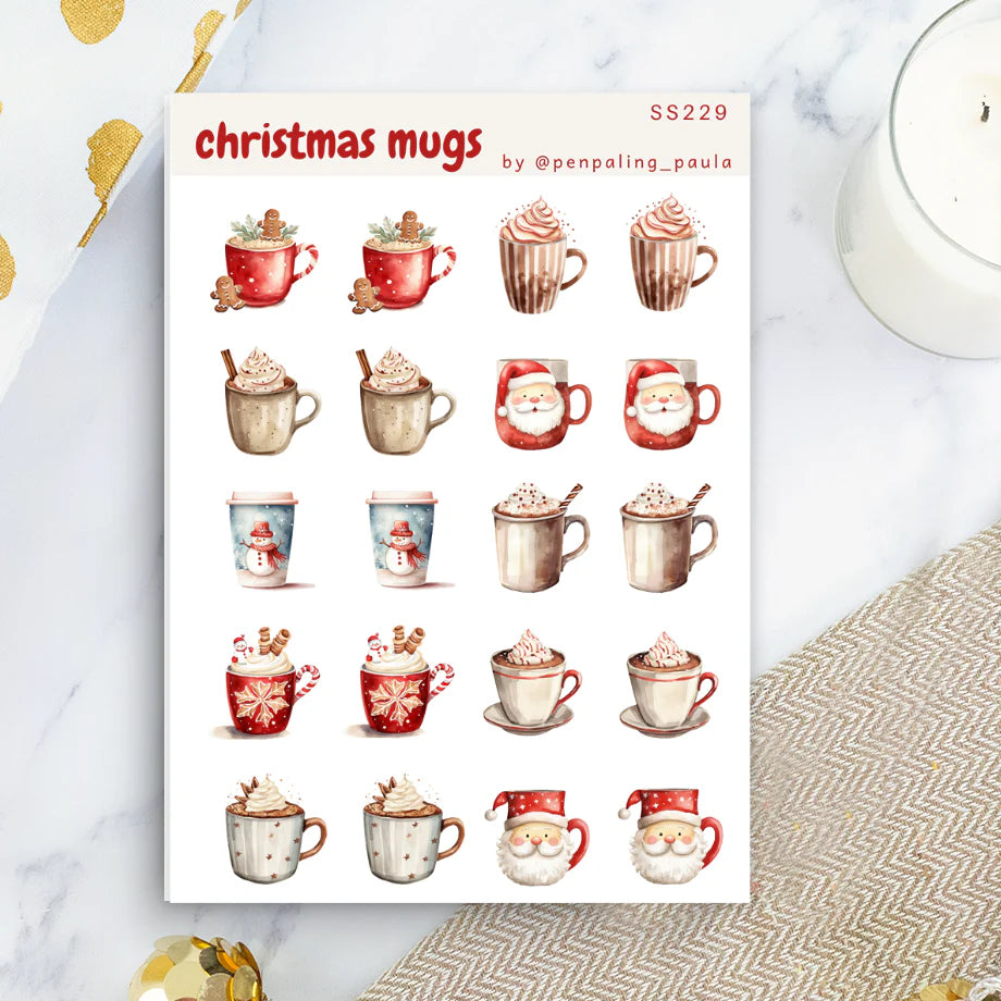 Sticker sheet Christmas Mugs | Penpaling Paula