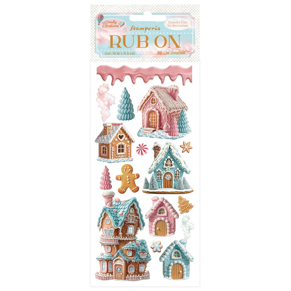 Raaputettavat tarrat Candy Christmas Marzipan Houses | Stamperia