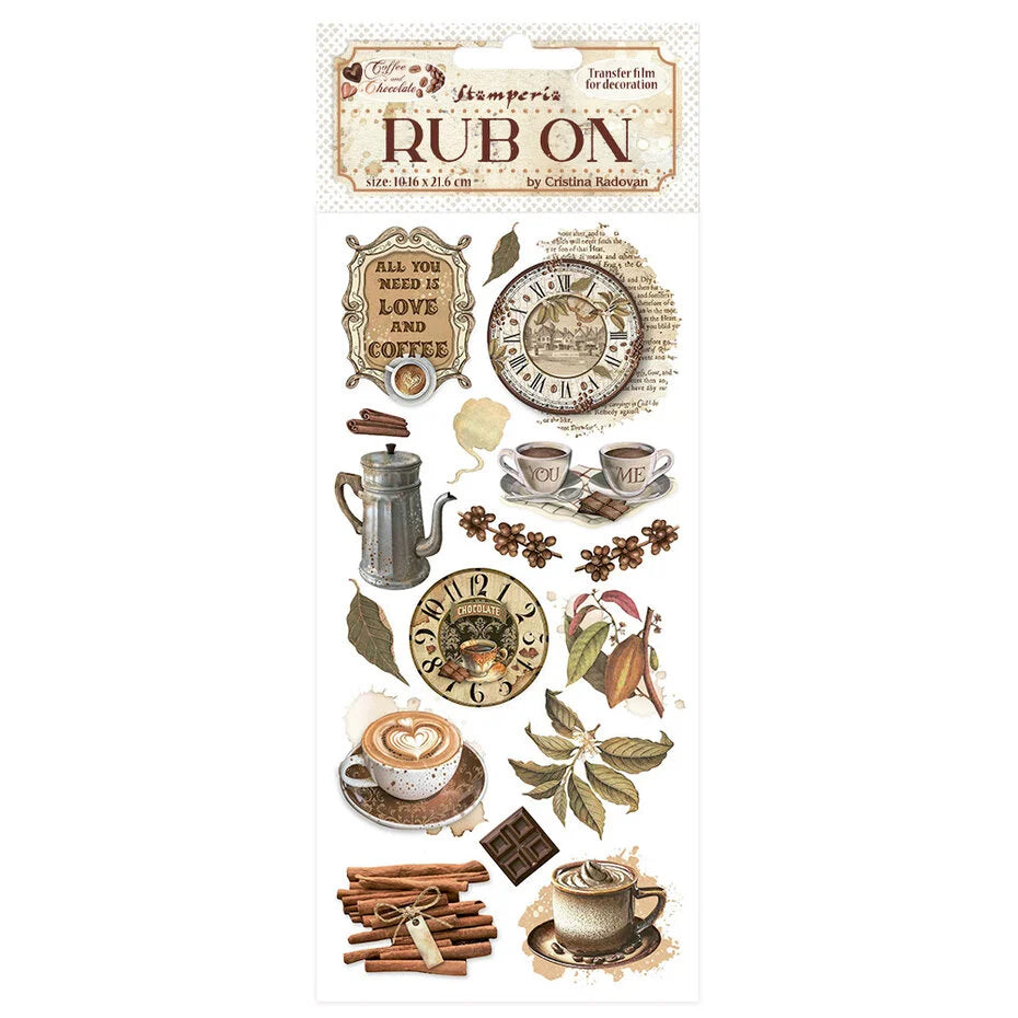 Raaputettavat siirtokuvat Coffee and Chocolate Rub-On | Stamperia