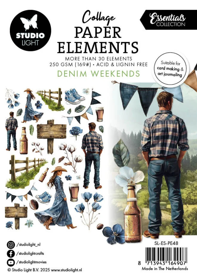 Die Cuts Paper Elements Denim Weekends 36 kpl | Essentials by Studio Light