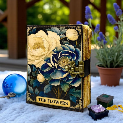 Vintage Leather Journal Notebook Nahkainen Päiväkirja Kukat | Leatherooze