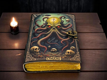 Vintage Leather Journal Notebook Nahkainen Päiväkirja Cthulhu Octopus | MNM HANDICRAFTS