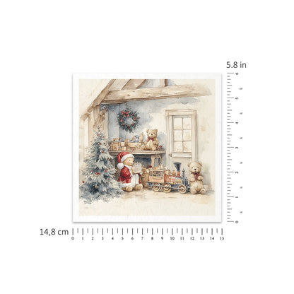 Riisipaperisetti Teddy Bear 15 x 15cm | ITD Collection