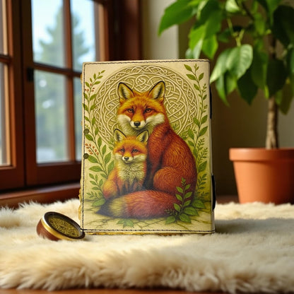 Vintage Leather Journal Notebook Nahkainen Päiväkirja Fox Family | Leatherooze