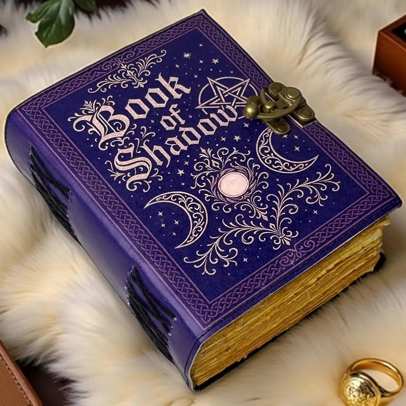 Vintage Leather Journal Notebook Nahkainen Päiväkirja Book of Shadows Lila | MNM HANDICRAFTS
