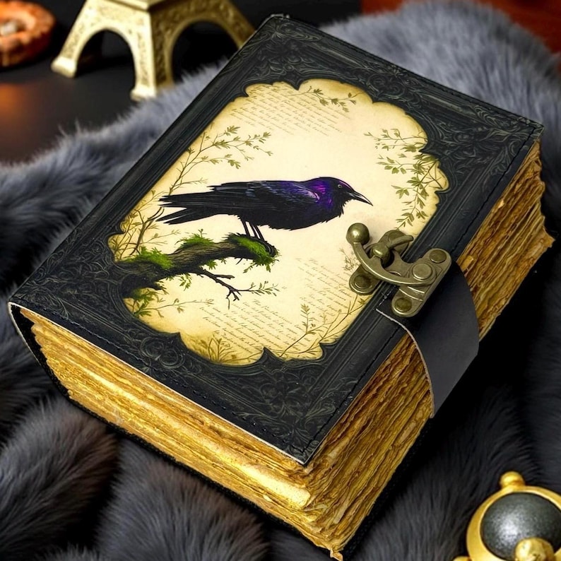 ENNAKKOMYYNNISSÄ! Vintage Leather Journal Notebook Nahkainen Päiväkirja Raven II | Leatherooze