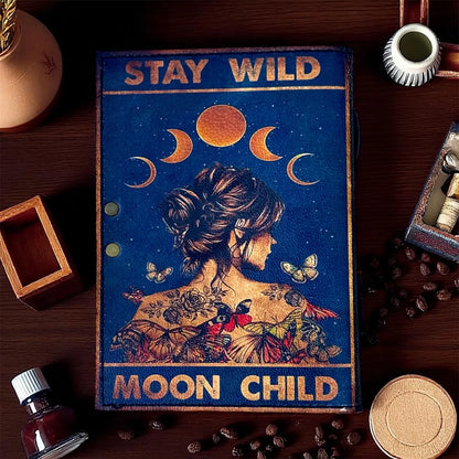 Vintage Leather Journal Notebook Nahkainen Päiväkirja Stay Wild | MNM HANDICRAFTS