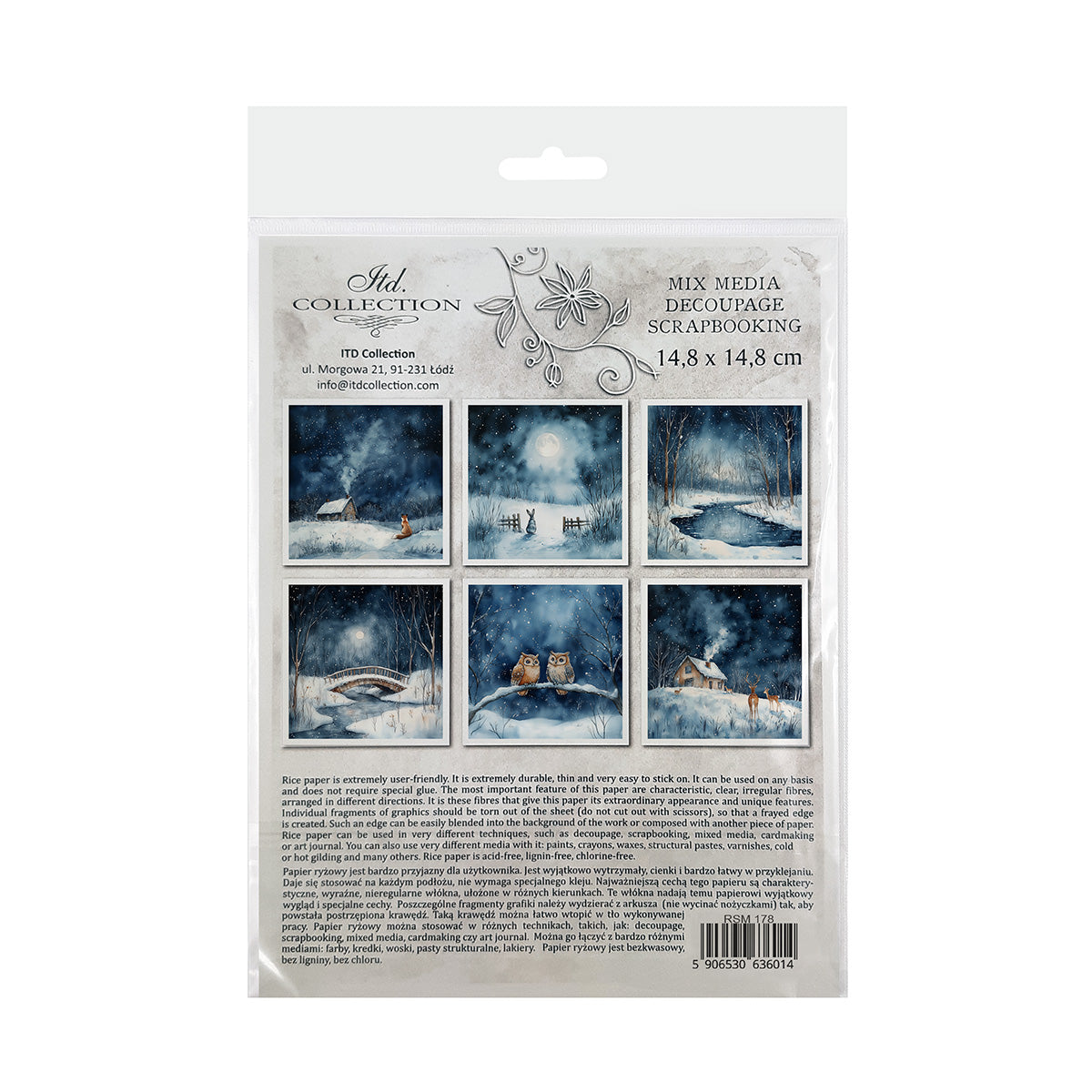 Riisipaperisetti Winter Night 15 x 15cm | ITD Collection