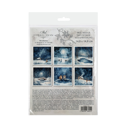 Riisipaperisetti Winter Night 15 x 15cm | ITD Collection