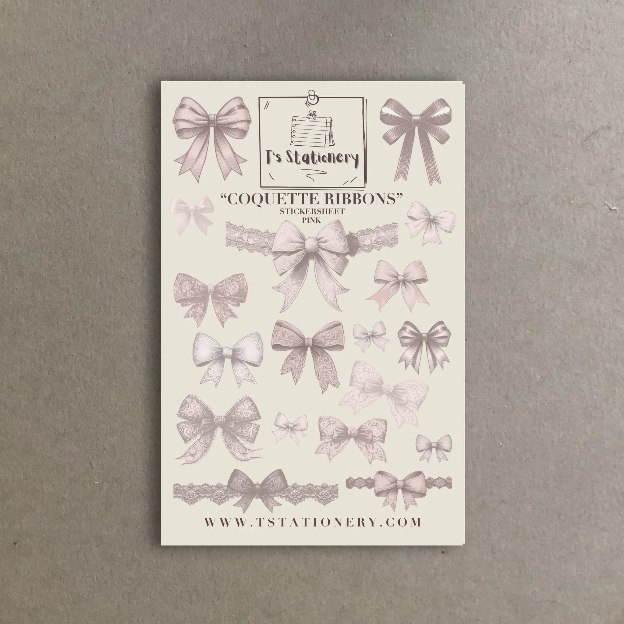 Sticker sheet Coquette Ribbons | T's Stationery