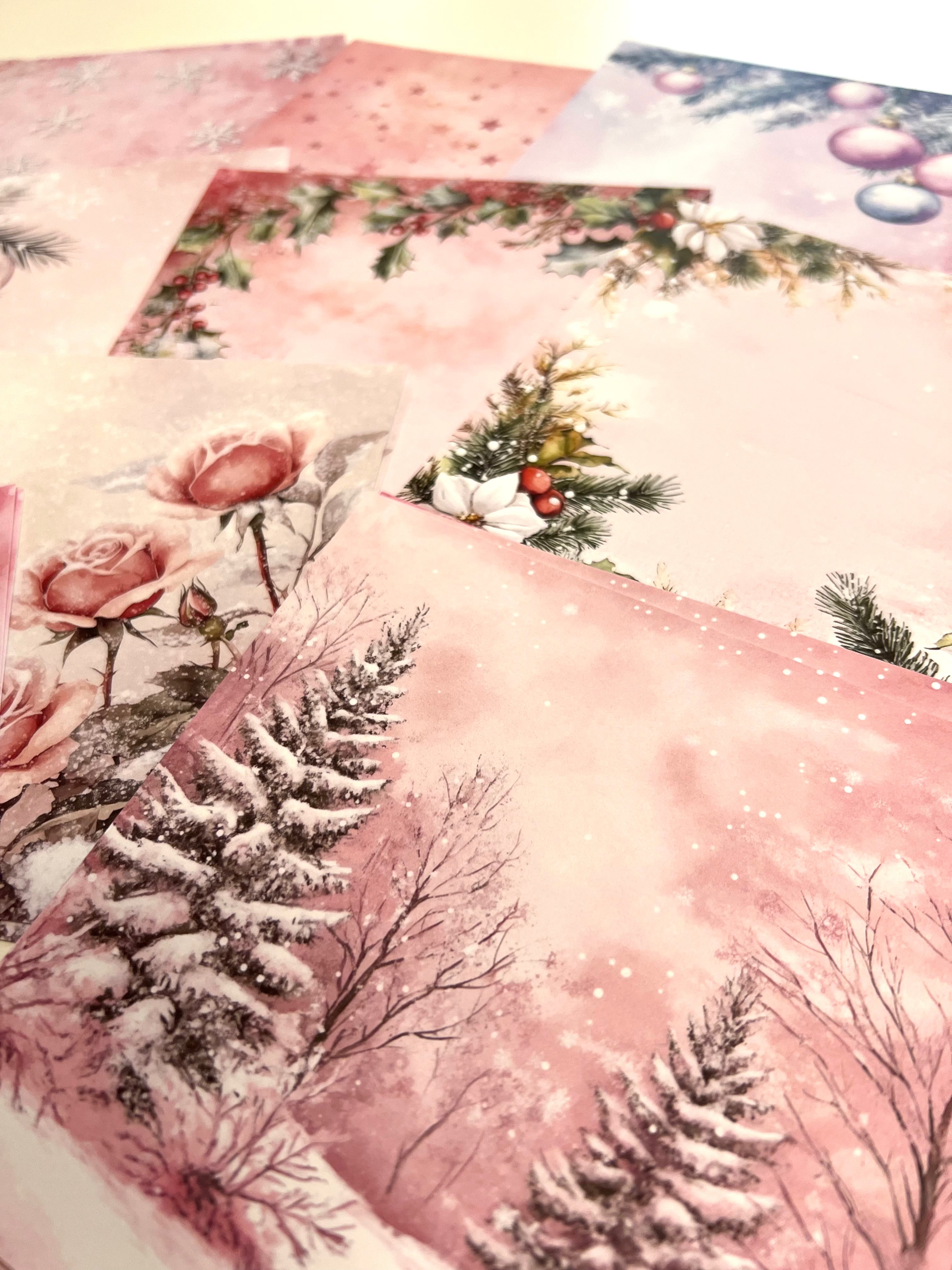 Paperit askarteluun Rose Christmas Christmas 15x15 | Glimmering Deep