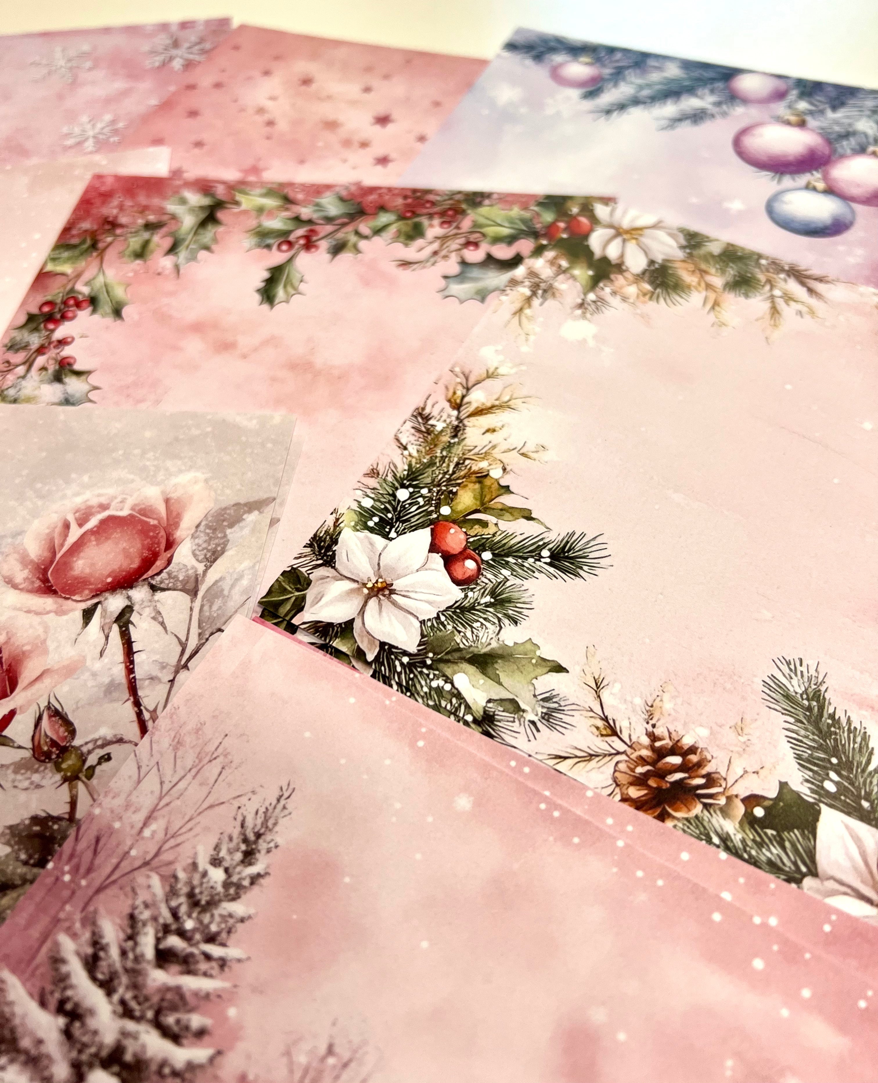 Paperit askarteluun Rose Christmas Christmas 15x15 | Glimmering Deep