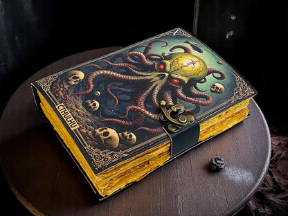 Vintage Leather Journal Notebook Nahkainen Päiväkirja Cthulhu Octopus | MNM HANDICRAFTS