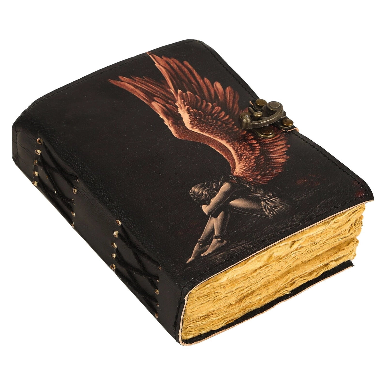 Vintage Leather Journal Notebook Nahkainen Päiväkirja Angel | MNM HANDICRAFTS